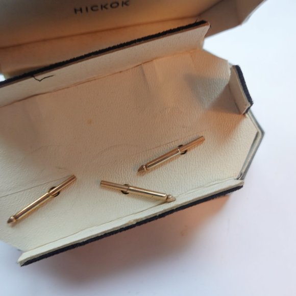 14k Overlay & Platinum Clad Black Onyx Tuxedo Cufflinks Studs - Picture 2 of 3